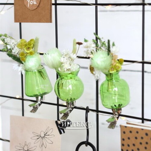 Набор стеклянных мини-вазочек Ольметта 7 см, 3 шт, фисташковый Ideas4Seasons