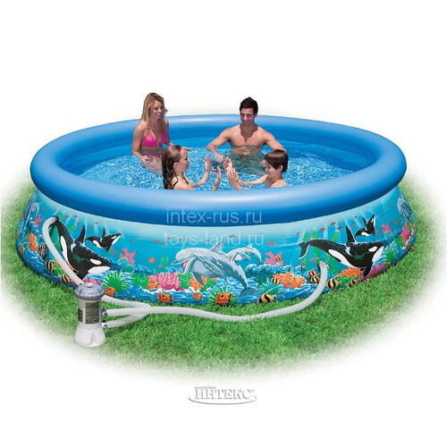 Надувной бассейн Easy Set 305*76 см - Океан, фильтр-насос INTEX