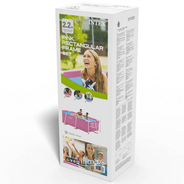 Прямоугольный каркасный бассейн 28266 Intex 220*150*60 см, розовый INTEX