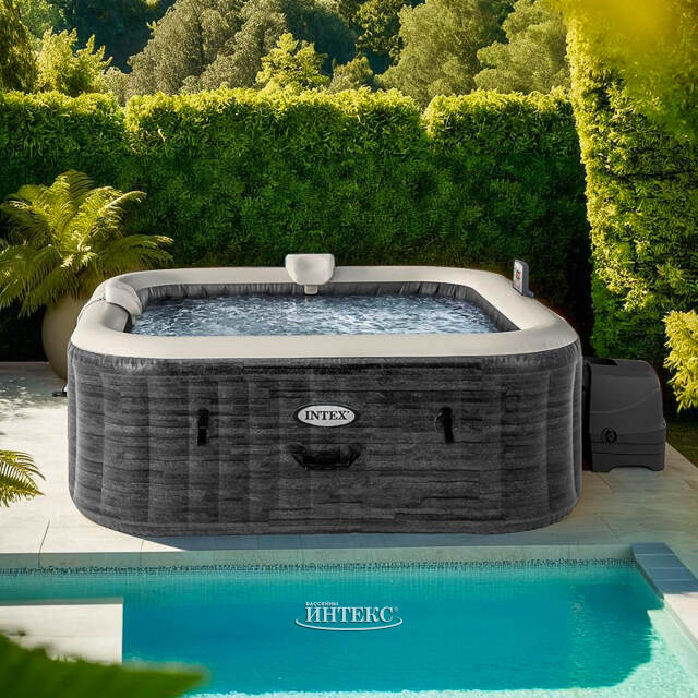 Надувной бассейн-джакузи Intex 28452 Greystone Deluxe 196*71 см, аэромассаж, подсветка INTEX