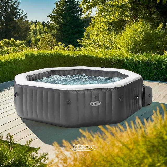 Надувной бассейн-джакузи Intex 28462 Jet Bubble Deluxe Onyx 218*71 см, аэро и гидромассаж, хлоргенератор INTEX