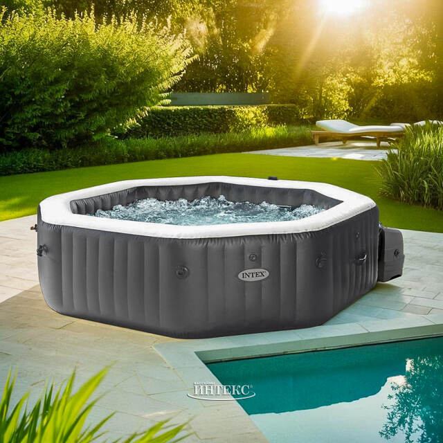 Надувной бассейн-джакузи Intex 28462 Jet Bubble Deluxe Onyx 218*71 см, аэро и гидромассаж, хлоргенератор INTEX