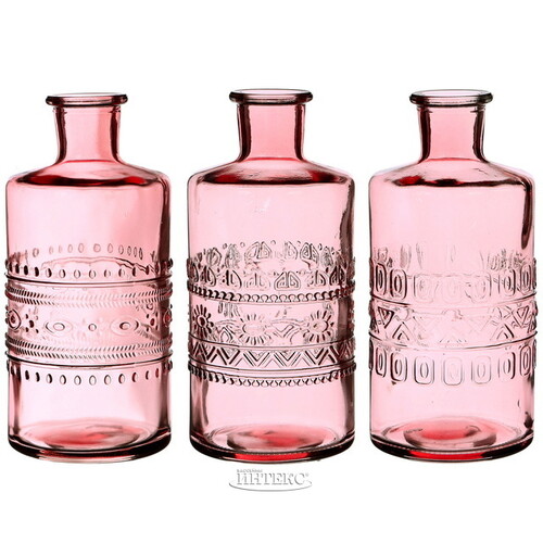Набор стеклянных ваз Porto 15 см розовый, 3 шт Ideas4Seasons