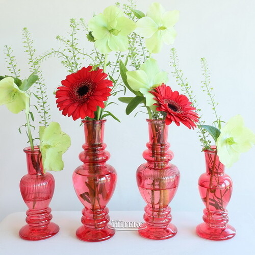 Стеклянная ваза-подсвечник Stefano 16 см красная, 2 шт Ideas4Seasons