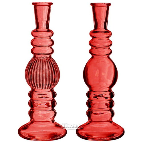 Стеклянная ваза-подсвечник Florence 23 см красная, 2 шт Ideas4Seasons