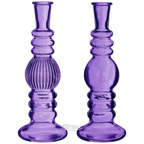 Стеклянная ваза-подсвечник Florence 23 см фиолетовая, 2 шт Ideas4Seasons