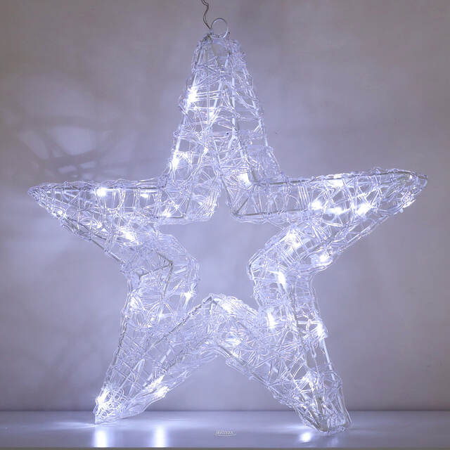 Светодиодная звезда Селестия 50*7 см, 40 холодных белых LED ламп, на батарейках, IP44 Winter Deco