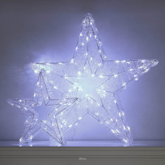 Светодиодная звезда Селестия 50*7 см, 40 холодных белых LED ламп, на батарейках, IP44 Winter Deco