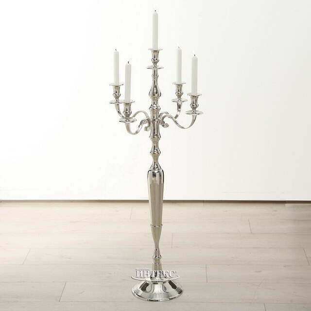 Подсвечник-канделябр на 5 свечей Victoria 105 см серебряный Boltze