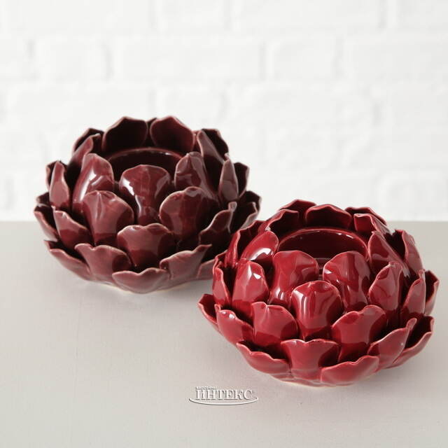 Керамический подсвечник Carciofo 9 см бордовый Boltze (Больтце)