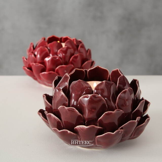 Керамический подсвечник Carciofo 9 см бордовый Boltze (Больтце)