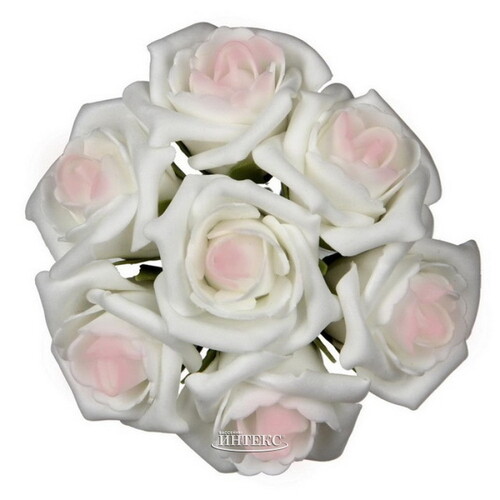 Искусственные розы для декора Lallita 18 см, 7 шт, кремовые с розовым Ideas4Seasons