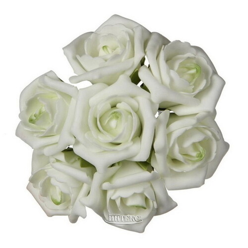 Искусственные розы для декора Lallita 18 см, 7 шт, кремовые с лаймовым Ideas4Seasons
