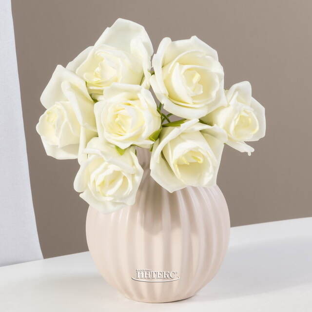 Искусственные розы для декора Lallita 18 см, 7 шт, кремовые с лаймовым Ideas4Seasons