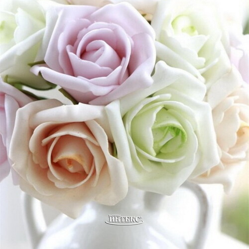 Искусственные розы для декора Lallita 18 см, 7 шт, кремовые с лаймовым Ideas4Seasons