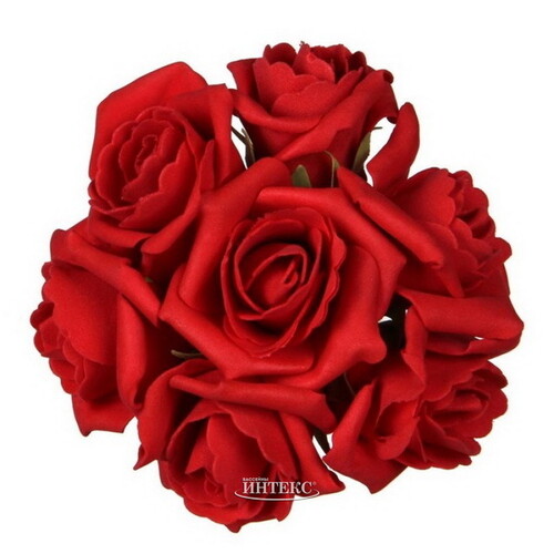 Искусственные розы для декора Lallita 18 см, 7 шт, алые Ideas4Seasons