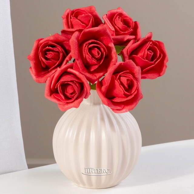 Искусственные розы для декора Lallita 18 см, 7 шт, алые Ideas4Seasons