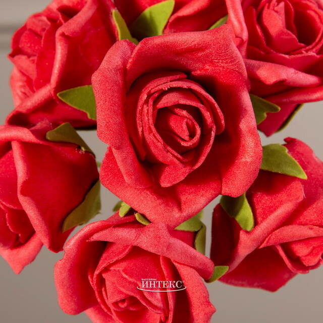 Искусственные розы для декора Lallita 18 см, 7 шт, алые Ideas4Seasons