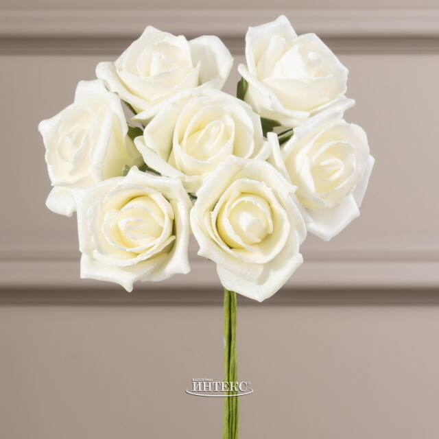 Искусственные розы для декора Lallita 18 см, 7 шт, жемчужные Ideas4Seasons