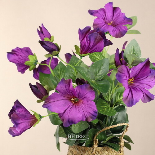 Искусственный цветок в горшке Petunia 35*20 см пурпурная Koopman