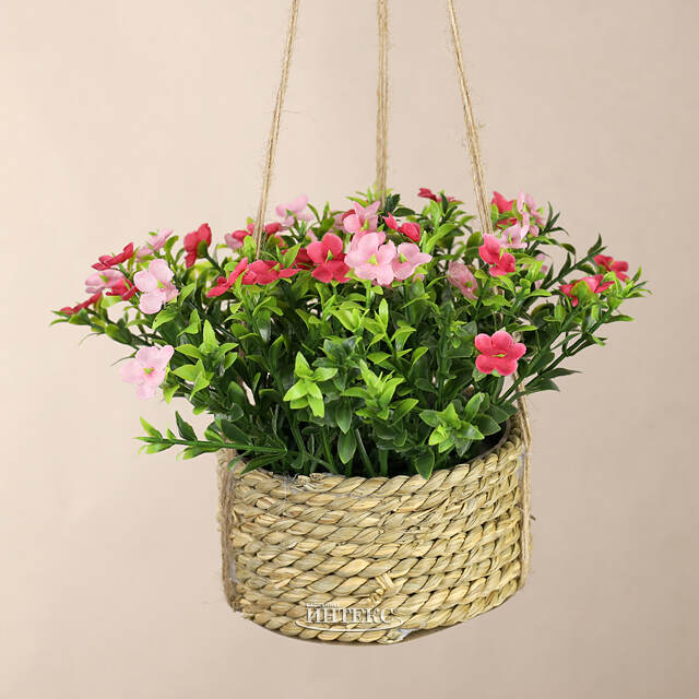 Искусственный цветок в кашпо Броваллия 18 см розовая Koopman (Купман)