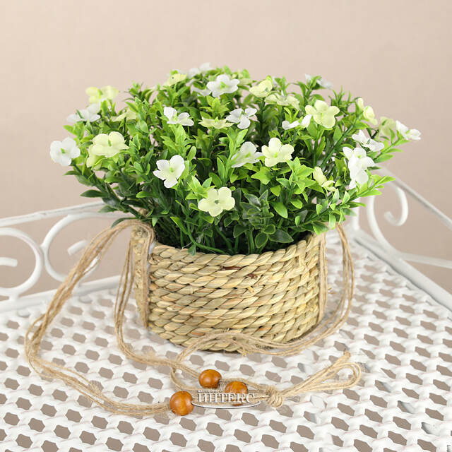 Искусственный цветок в кашпо Броваллия 18 см белая Koopman (Купман)