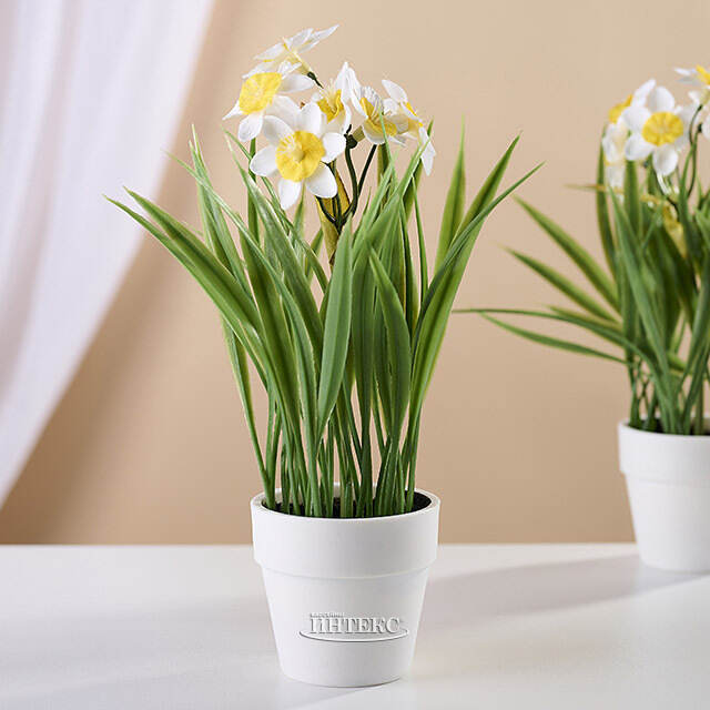 Искусственный цветок в горшке Стейнс: Нарцисс 21 см Koopman (Купман)