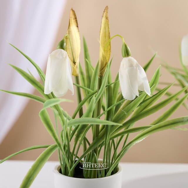Искусственный цветок в горшке Стейнс: Подснежник 23 см Koopman (Купман)
