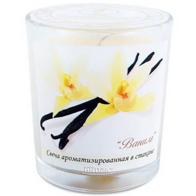 Ароматическая свеча в стакане Ваниль 8 см, 27 часов горения Омский Свечной