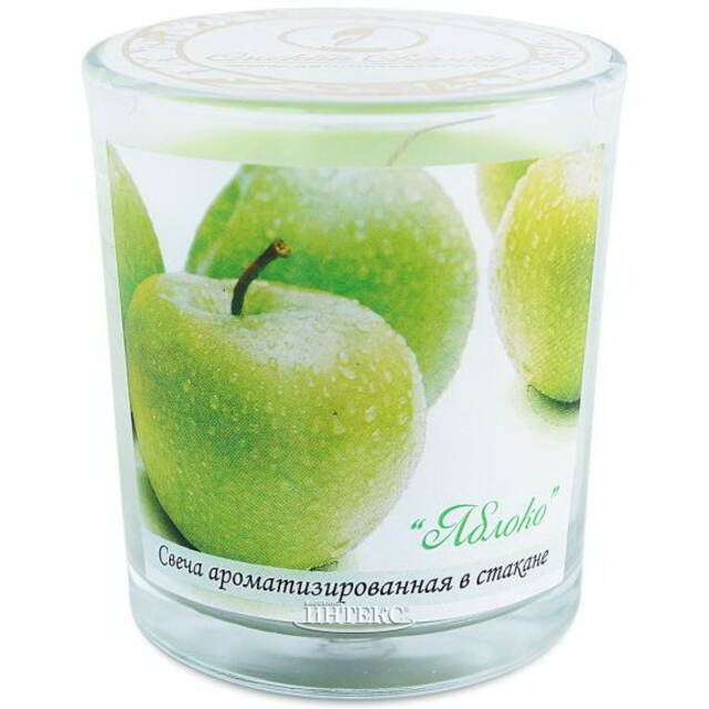Ароматическая свеча в стакане Яблоко 8 см, 27 часов горения Омский Свечной