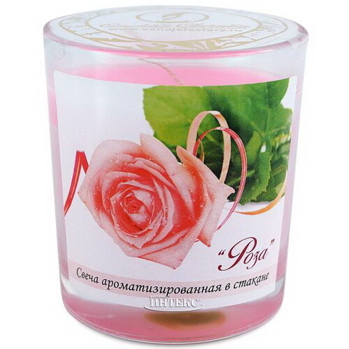 Ароматическая свеча в стакане Роза 8 см, 27 часов горения Омский Свечной