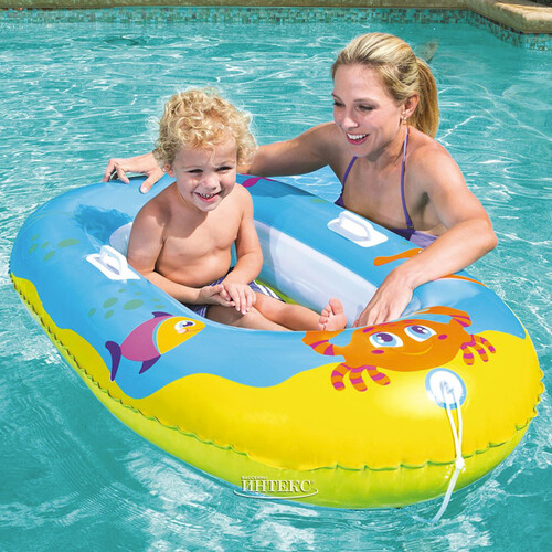 Детская надувная лодка Junior Raft - Крабики 119*79 см, голубая Bestway