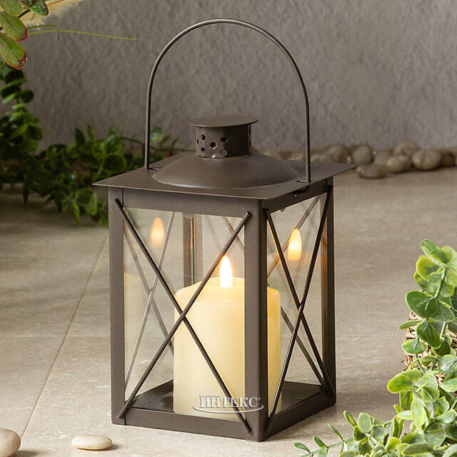 Декоративный подсвечник-фонарь Стюарт 20 см коричневый Boltze