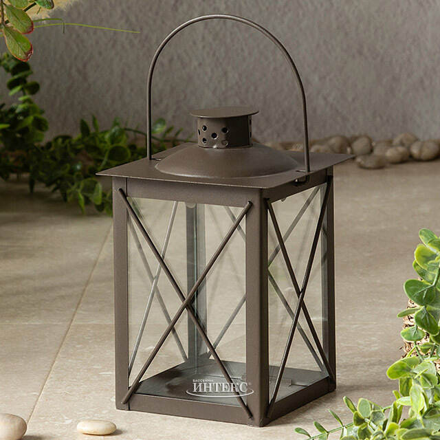 Декоративный подсвечник-фонарь Стюарт 20 см коричневый Boltze