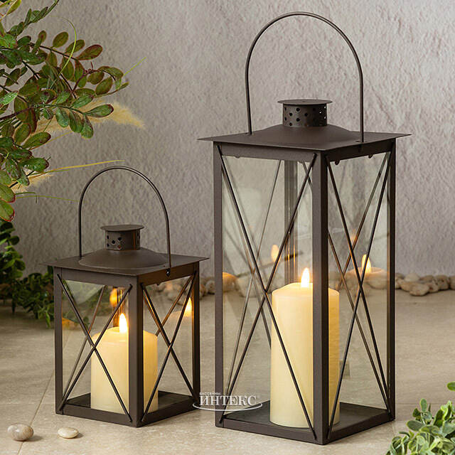 Декоративный подсвечник-фонарь Стюарт 20 см коричневый Boltze