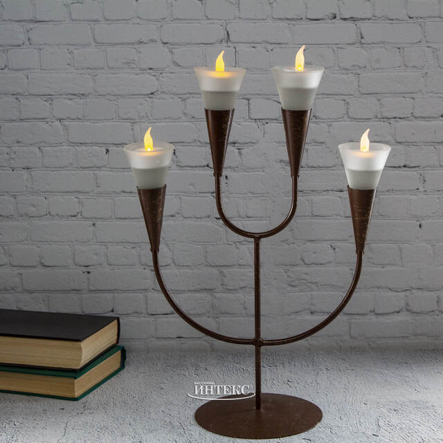 Винтажный подсвечник-канделябр Galliate на 4 свечи, 43 см уцененный Kaemingk (Кейминг)