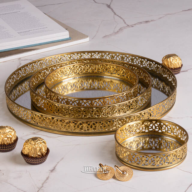 Набор декоративных зеркальных подносов Иллирика 10-28 см, 4 шт Kaemingk