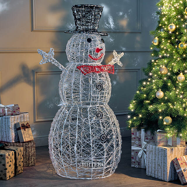 Светодиодная фигура Снеговик в черной шляпе 120 см, 240 холодных белых LED ламп, IP44 Winter Deco