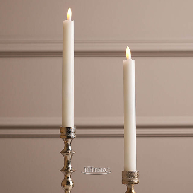 Столовые светодиодные свечи Homely Light 24 см кремовые, 2 шт, на батарейках, IP20 Winter Deco