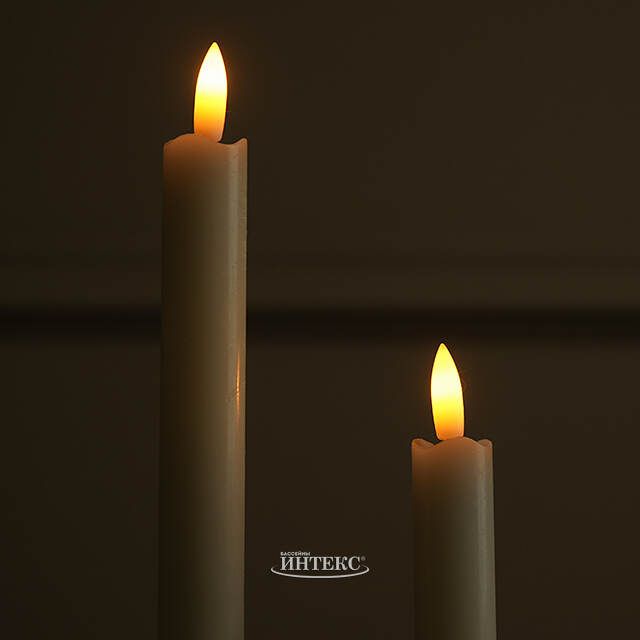 Столовые светодиодные свечи Homely Light 24 см кремовые, 2 шт, на батарейках, IP20 Winter Deco