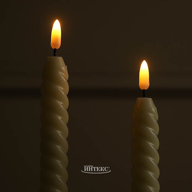 Светодиодные витые свечи Homely Light 25 см, 2 шт, на батарейках, IP20 Winter Deco