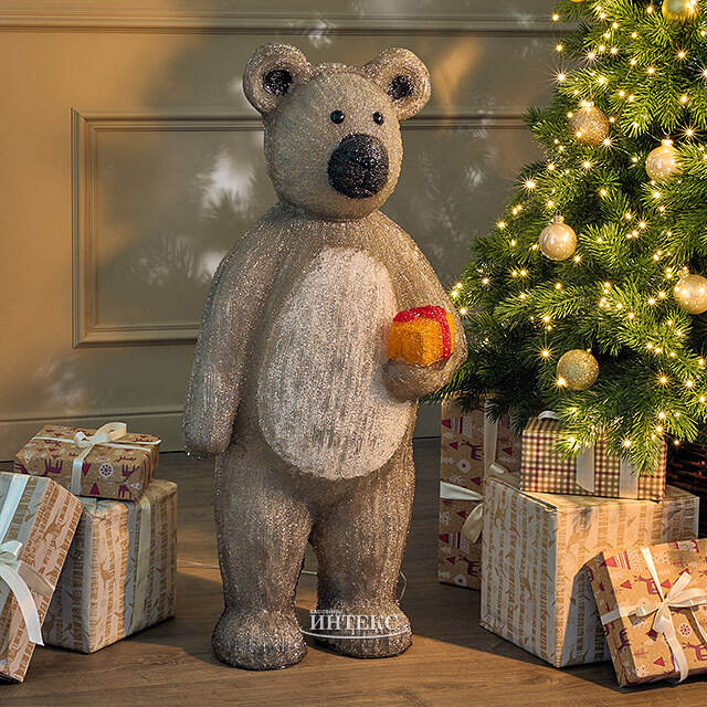 Светодиодная фигура Медведь с подарочком 90 см, 160 белых LED ламп, акрил, IP44 Winter Deco