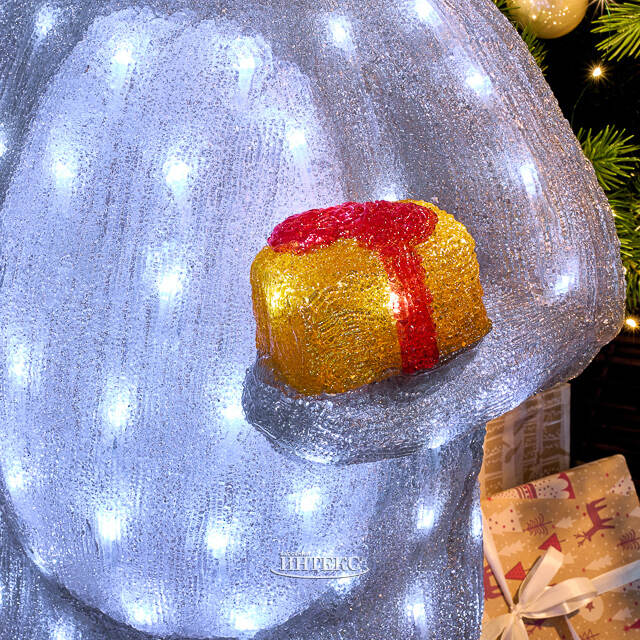 Светодиодная фигура Медведь с подарочком 90 см, 160 белых LED ламп, акрил, IP44 Winter Deco