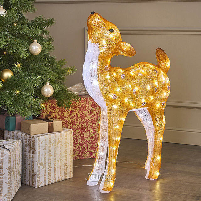 Светодиодный Олень Малышка Лана 77 см, 100 теплых белых LED ламп, акрил, IP44 Winter Deco