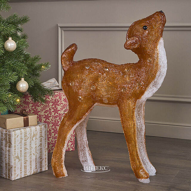 Светодиодный Олень Малышка Лана 77 см, 100 теплых белых LED ламп, акрил, IP44 Winter Deco