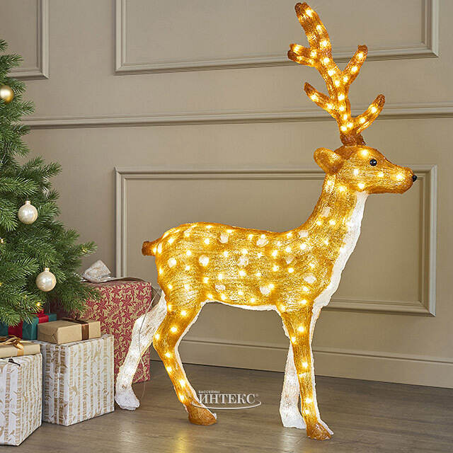 Светодиодный Олень Гард 118 см, 200 теплых белых LED ламп, акрил, IP44 Winter Deco