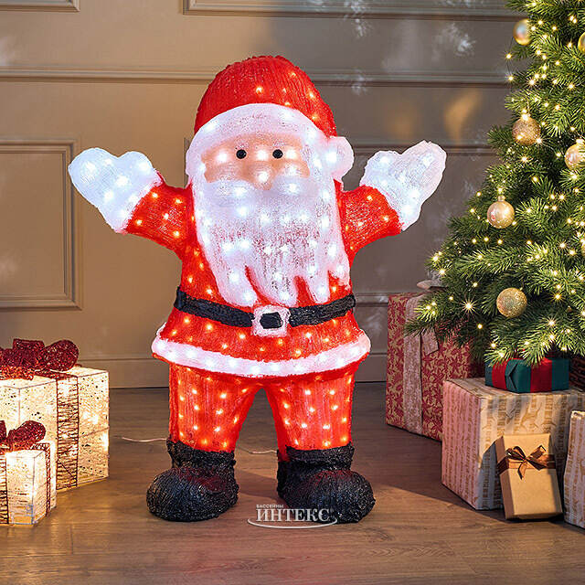 Светодиодная фигура Санта Клаус - Bonne Annee 89 см, 300 холодных белых LED ламп, акрил, IP44 Winter Deco