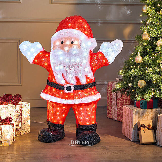 Светодиодная фигура Санта Клаус - Bonne Annee 89 см, 300 холодных белых LED ламп, акрил, IP44 Winter Deco