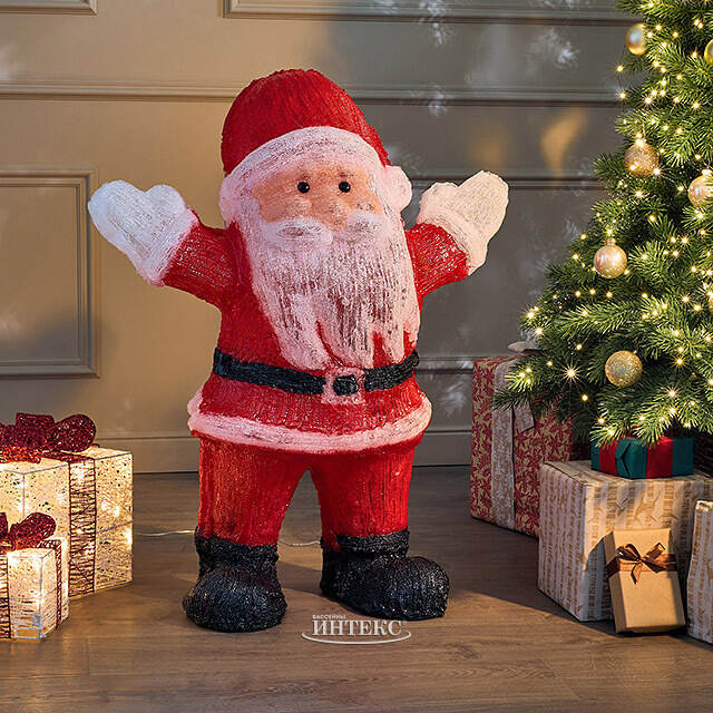 Светодиодная фигура Санта Клаус - Bonne Annee 89 см, 300 холодных белых LED ламп, акрил, IP44 Winter Deco