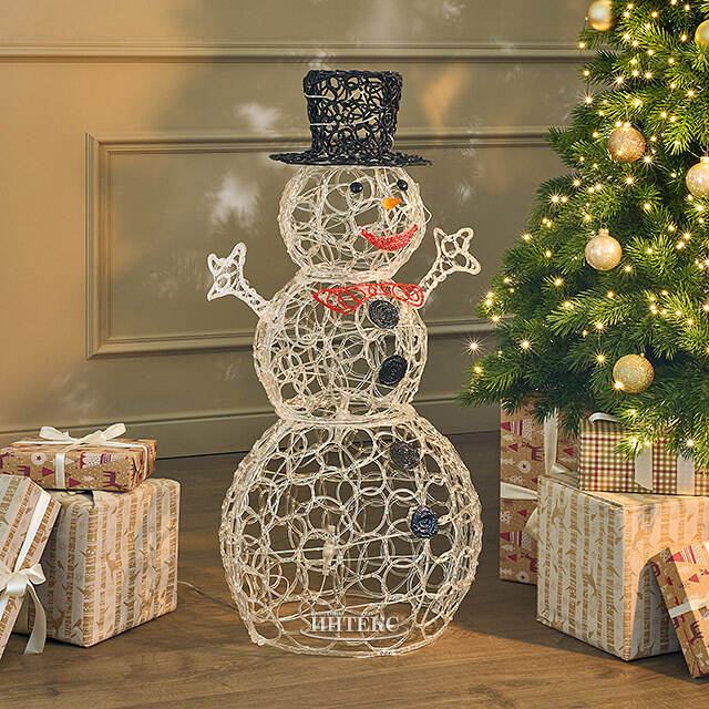 Светодиодная фигура Снеговик в черной шляпе 90 см, 80 холодных белых LED ламп, акрил, IP44 Winter Deco